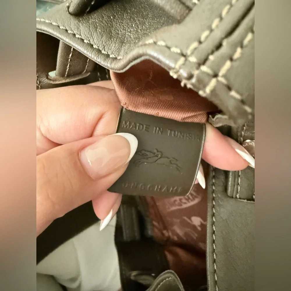 New Longchamp li pliage cuir xs backpack olive green - Picture 7 of 9